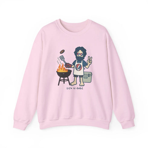 Grateful Dead - Grillin' Jerry | Life is dead. Crewneck Sweatshirt - StealieShop